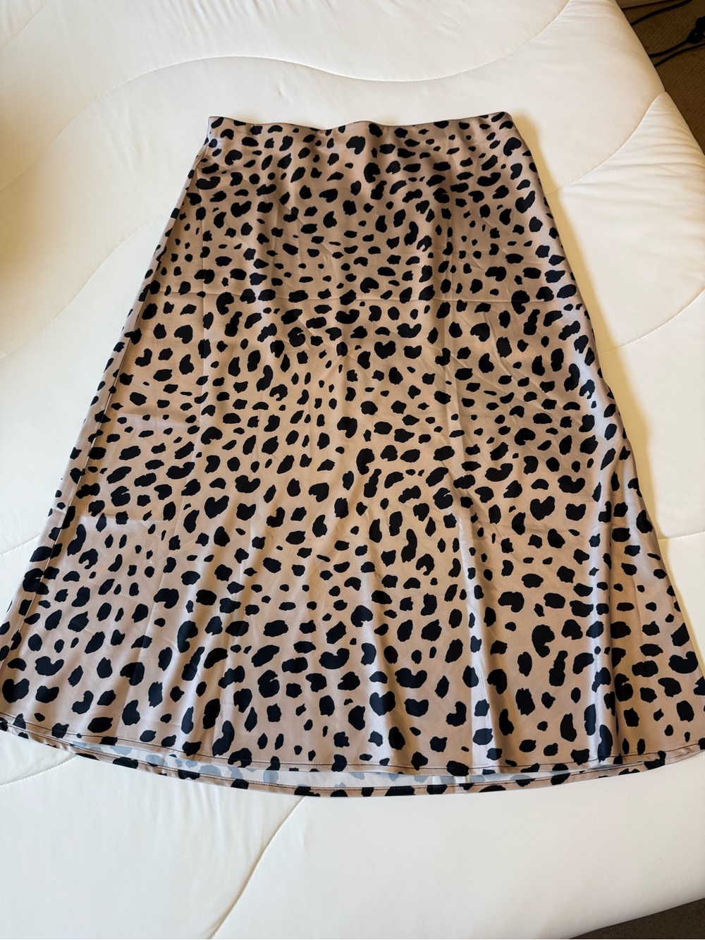 Unk Leopard Print A-Line Midi Skirt - Beige & Black